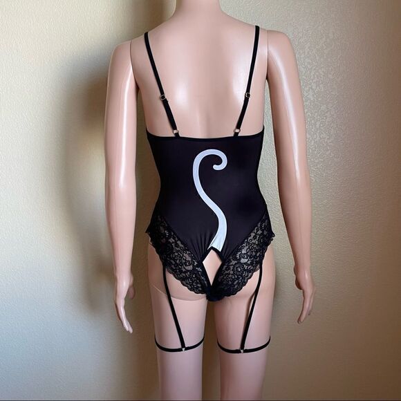 Mapale Cat Peek-A-Boo Garter Teddy Lingerie Size Small - Picture 5 of 10
